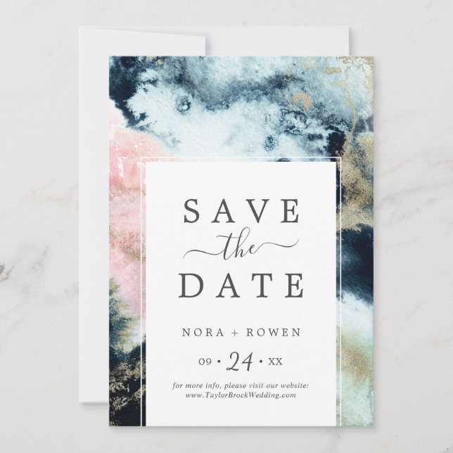 Abstract Celestial Save the Date Announcement Card (Front)