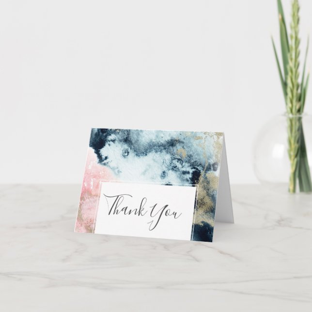Abstract Celestial Watercolor Thank You Card (Front)