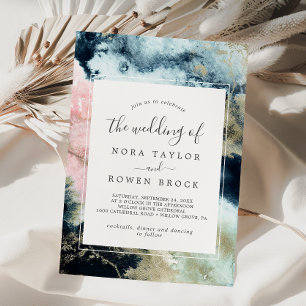 Abstract Celestial Watercolor The Wedding Of Invitation