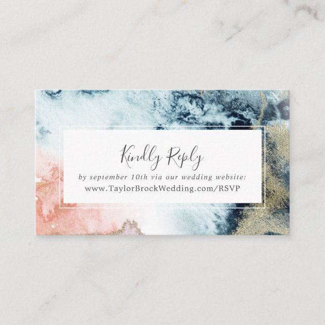 Abstract Celestial Watercolor Wedding Website RSVP Enclosure Card (Front)