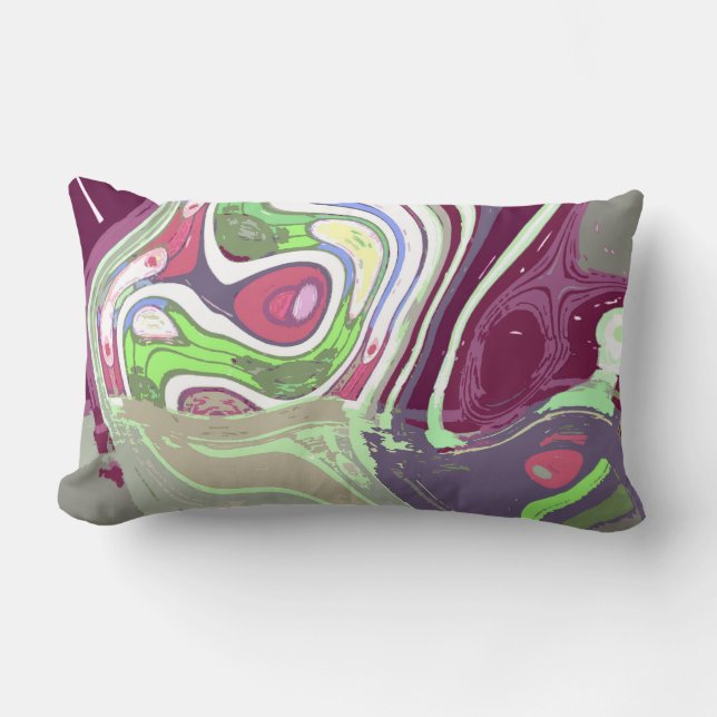 Abstract Cell Pink Green Purple Art Lumbar Cushion (Front)
