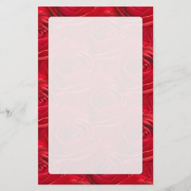 Abstract Centre of Red Rose Pattern Stationery (Front)