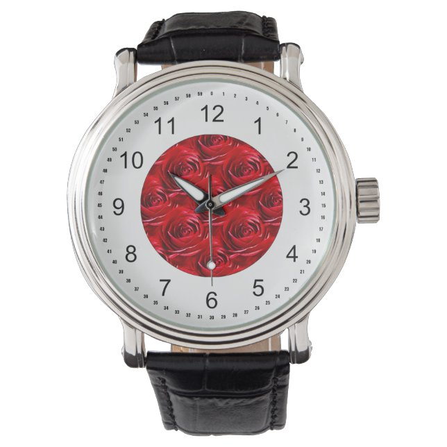 Abstract Centre of Red Rose Wallpaper Watch (Front)