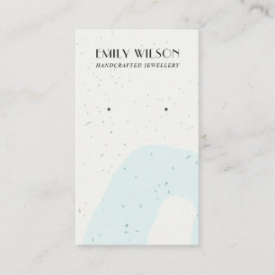 ABSTRACT CERAMIC AQUA BLUE STUD EARRING DISPLAY BUSINESS CARD