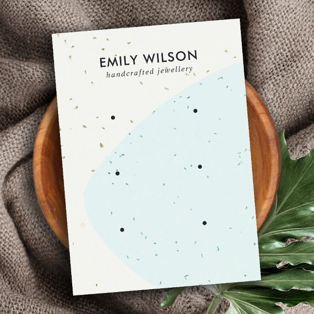 ABSTRACT CERAMIC BLUE WAVE 3 STUD EARRING DISPLAY BUSINESS CARD (Creator Uploaded)