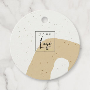 Abstract Ceramic Ochre Yellow Speckled Shape Logo  Favour Tags