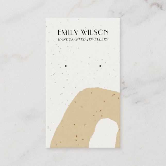 ABSTRACT CERAMIC OCHRE YELLOW STUD EARRING DISPLAY BUSINESS CARD (Front)