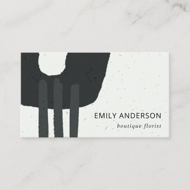 ABSTRACT CERAMIC TEXTURE MODERN BLACK & WHITE BUSINESS CARD (Front)