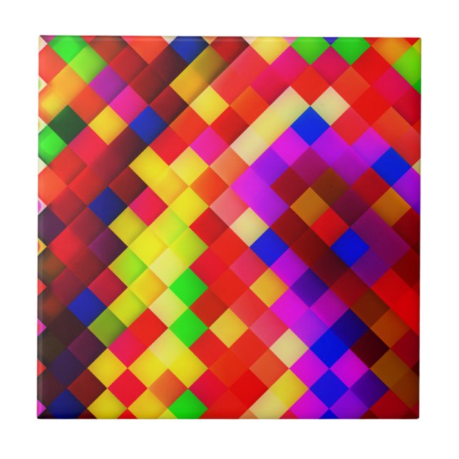 Abstract Ceramic Wall Tiles: Hyperactive Rainbow Tile (Front)