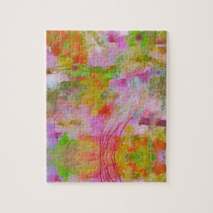 Abstract challenge puzzle in pink & green 