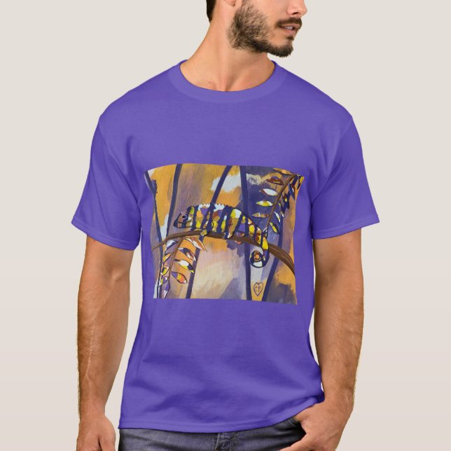 Abstract Chameleon in Purple Orange Yellow on Tees (Front)