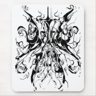 Abstract Chaos Tribal Design - black and white Mouse Mat