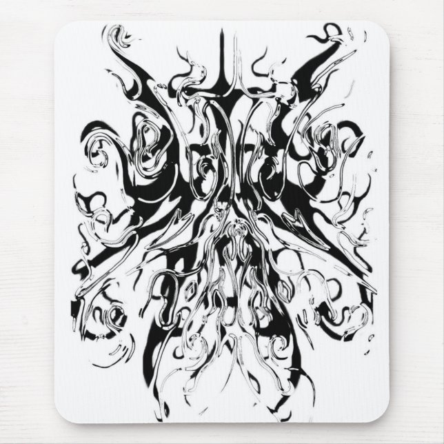 Abstract Chaos Tribal Design - black and white Mouse Mat (Front)