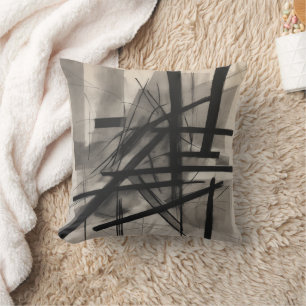 Abstract charcoal sketches bold lines gestural cushion