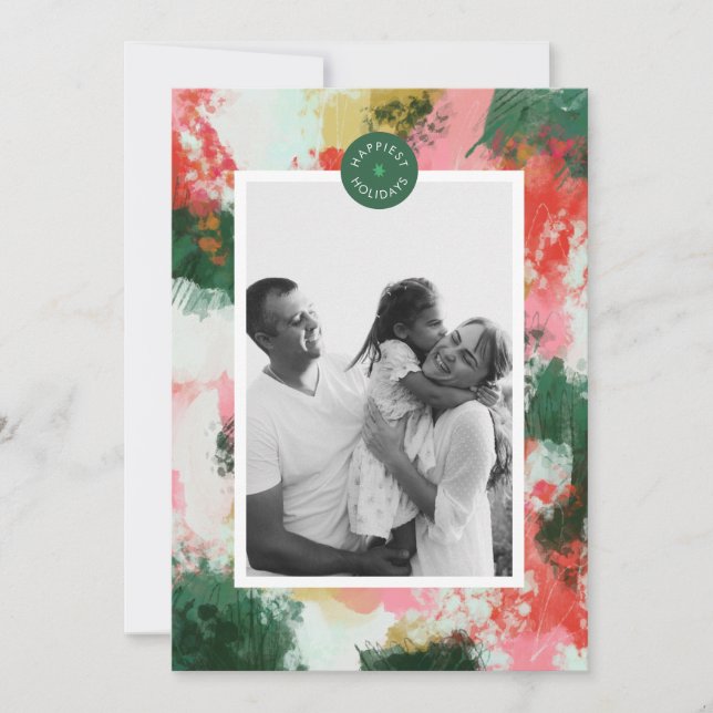 Abstract Cheer Christmas Holiday Photo Card (Front)