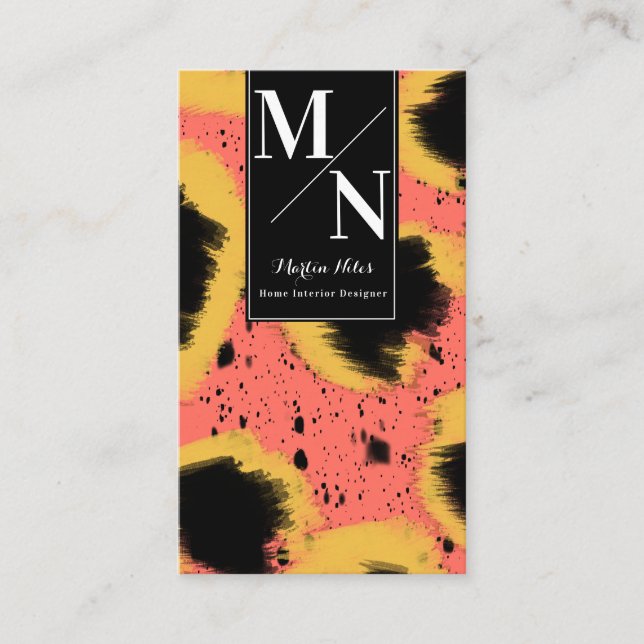 Abstract Cheetah Art Illustration Business Card (Front)