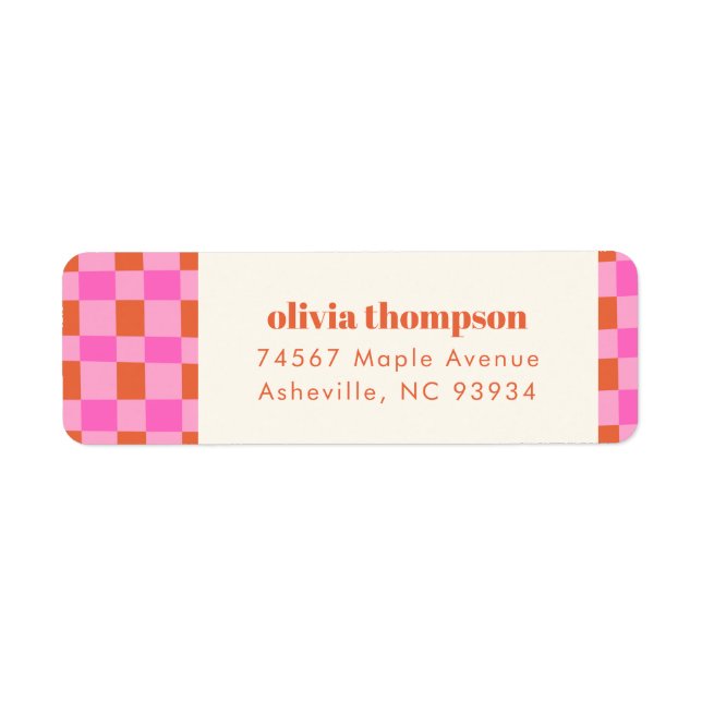 Abstract Chequered Pink Orange Shower Return Addre (Front)