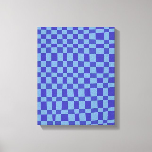 Abstract Chequered Shapes Pattern in Blue   Canvas Print (Front)