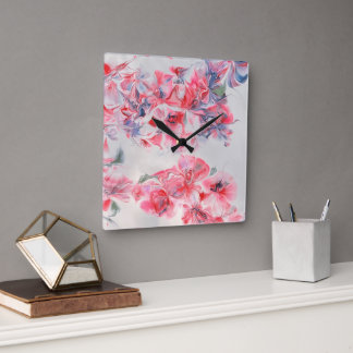 Abstract Cherry Blossom  Square Wall Clock
