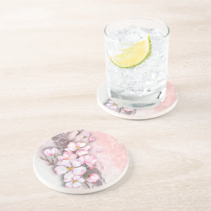 Abstract Cherry Blossoms Sandstone Coaster