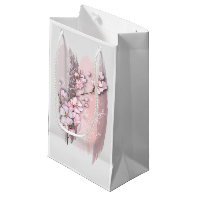 Abstract Cherry Blossoms Small Gift Bag (Front Angled)