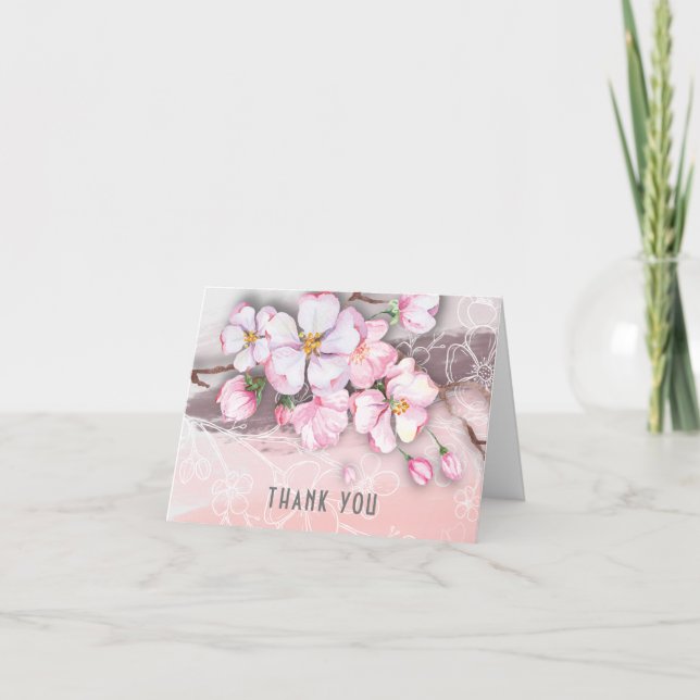 Abstract Cherry Blossoms Thank You Card (Front)