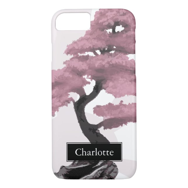 Abstract Cherry Tree Bonsai Custom Name Case-Mate iPhone Case (Back)