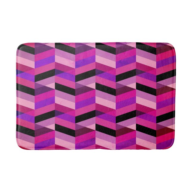 Abstract Chevron/Herringbone | Purples & Violet Bath Mat (Front)