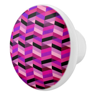 Abstract Chevron/Herringbone Purples & Violet Ceramic Knob