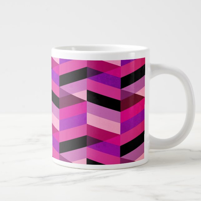 Abstract Chevron/Herringbone | Purples & Violet Large Coffee Mug (Right)
