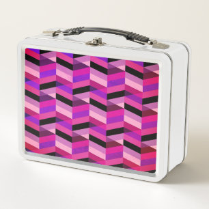 Abstract Chevron/Herringbone Purples & Violet Metal Lunch Box