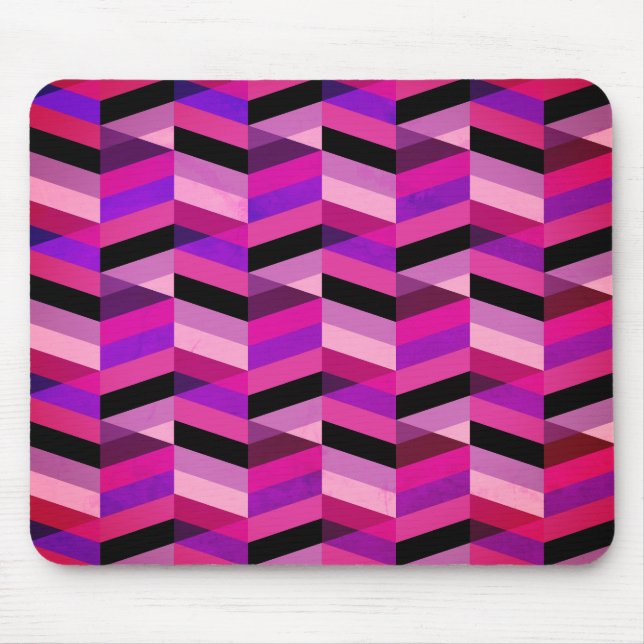 Abstract Chevron/Herringbone | Purples & Violet Mouse Mat (Front)