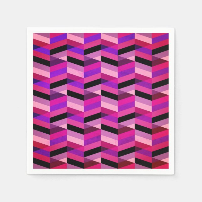 Abstract Chevron/Herringbone | Purples & Violet Napkin (Front)