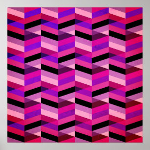 Abstract Chevron/Herringbone Purples & Violet Poster