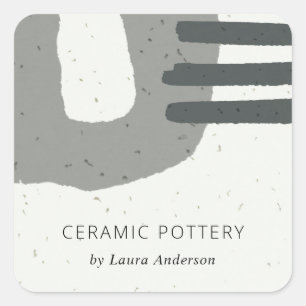 ABSTRACT CHIC CERAMIC TEXTURE BROWN GREY SPECKLED SQUARE STICKER
