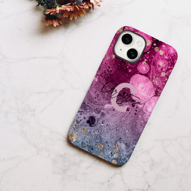 Abstract Chic Luxury Glam Marble Pour Paint  Case-Mate iPhone Case (Creator Uploaded)