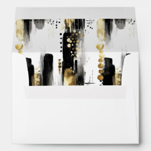 Abstract Chic Modern Black and Gold Bow Party Envelope