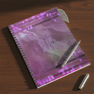 Abstract Chic Purple Pink Glittery Name & Initial Notebook