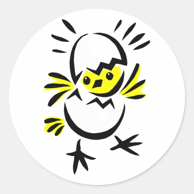 abstract chick half out of egg classic round sticker (Front)