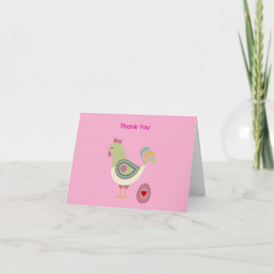 Abstract Chicken & Egg Thank You Card – Pink