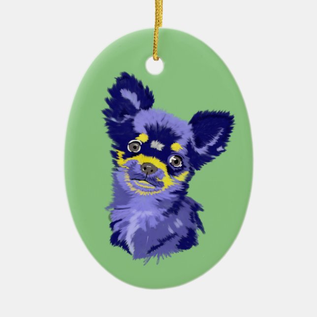 Abstract Chihuahua  Ceramic Tree Decoration (Front)