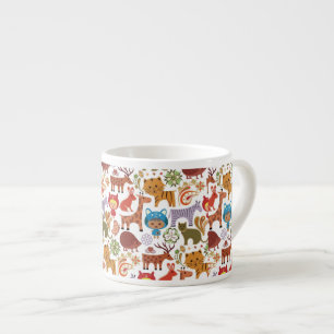 Abstract Child and Animals Pattern Espresso Cup