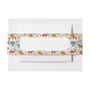 Abstract Child and Animals Pattern Invitation Belly Band