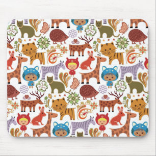 Abstract Child and Animals Pattern Mouse Mat