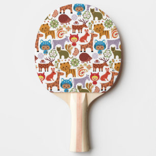 Abstract Child and Animals Pattern Ping Pong Paddle