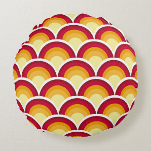Abstract chinese, japanese scaly skin mythical fa round cushion