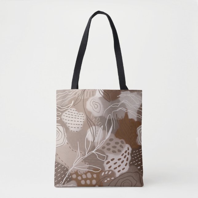 Abstract Chocolate Brown Collage Shapes Tote Bag (Front)