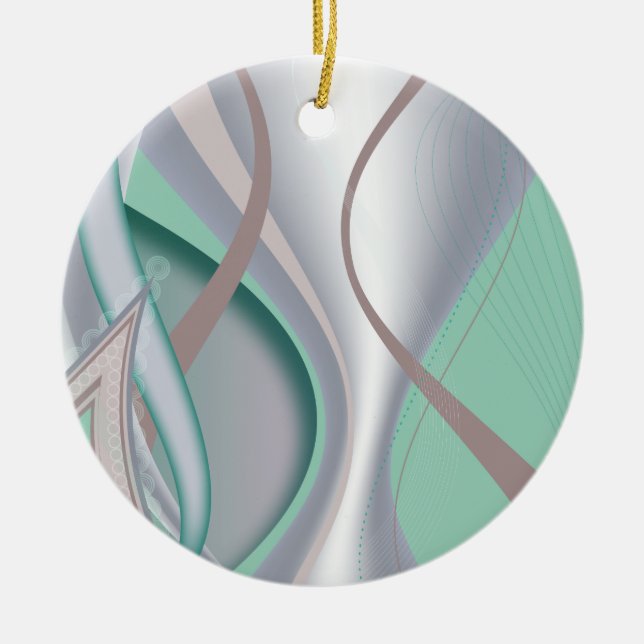 Abstract Chocolate Mint Tornado Ceramic Tree Decoration (Front)