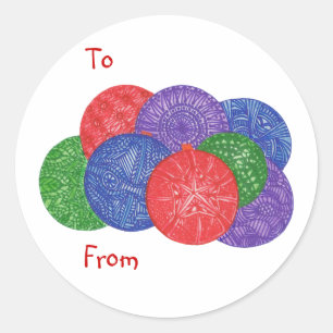 Abstract Christmas balls To From holiday stickers