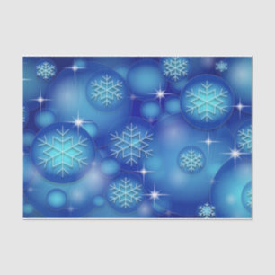Abstract Christmas Blue Balls and Snowflakes Tissue Paper